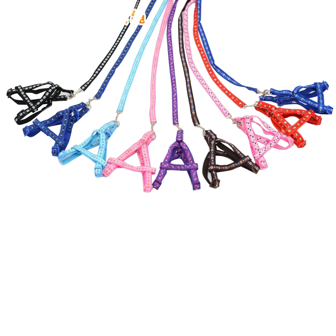 Nylon Printed Pet Harness & Leash Set – Size M (Black) Adjustable Chest: 25–40cm | Leash Length: 120cm